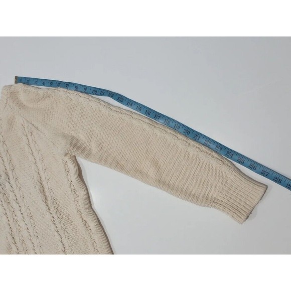 Thistle & Lavender Ivory Cable Knit Blue Ribbon Pullover Sweater Woman's Size XL - Picture 9 of 9